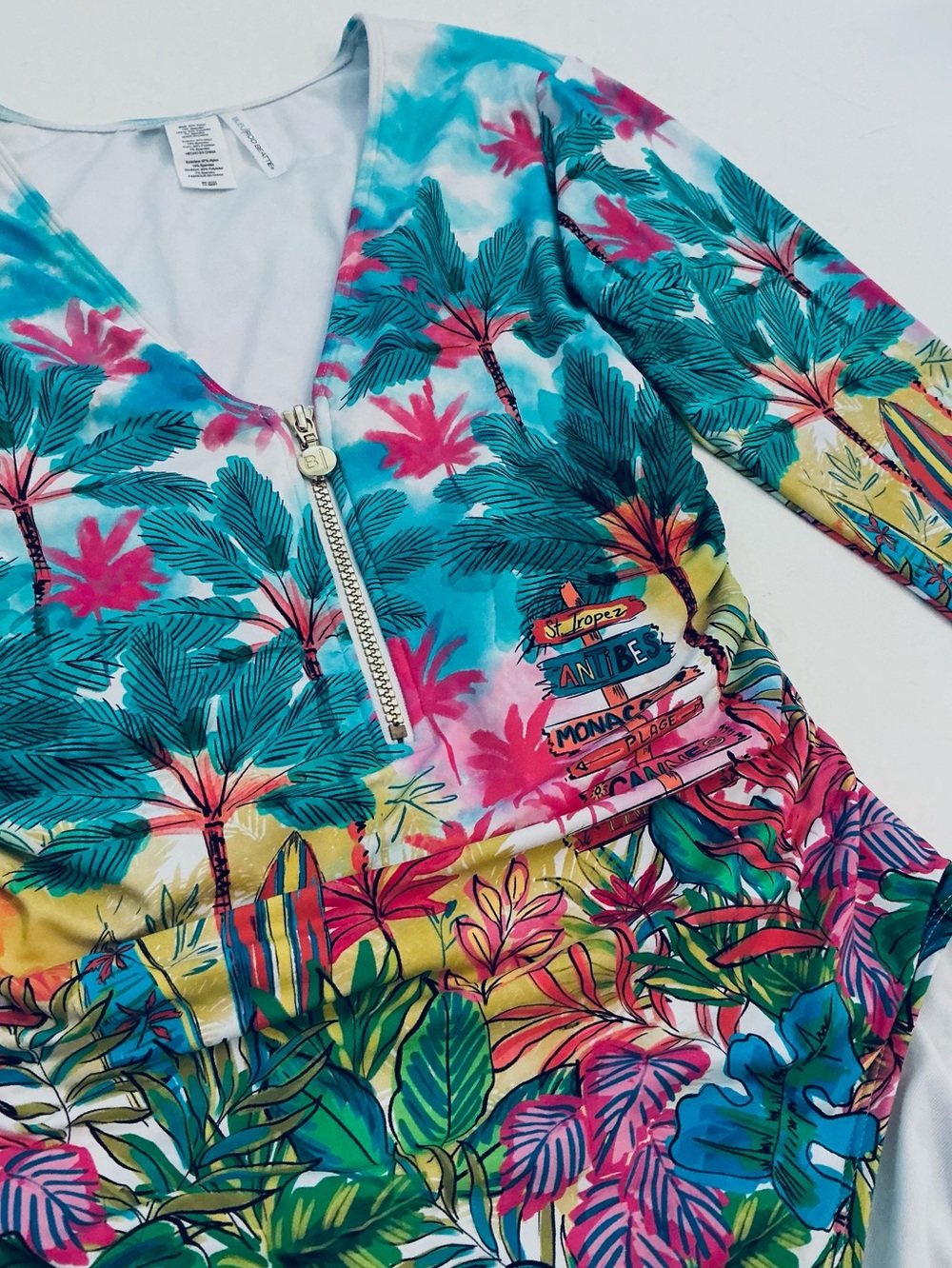 BLEU ROD BEATTIE, St. Tropez Long-Sleeve Zip One-Piece Swimsuit Suit , Size 8 - Picture 6 of 12
